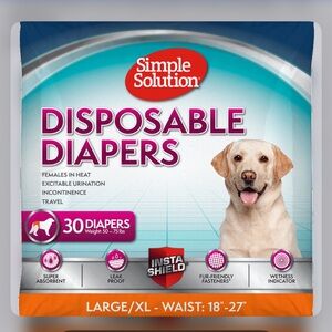 Simple Solution True Fit Disposable Female Dog Diaper - L/XL - 30 Count